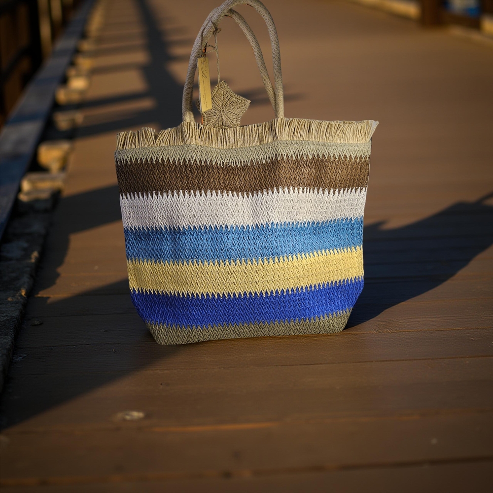 NWOT Vintage Havana Striped Raffia Tote Bag